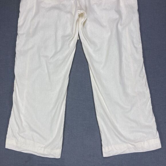 Norma Kamali Linen Pants Womens XL Ivory Straight Leg Breathable Casual Comfort - Picture 7 of 13
